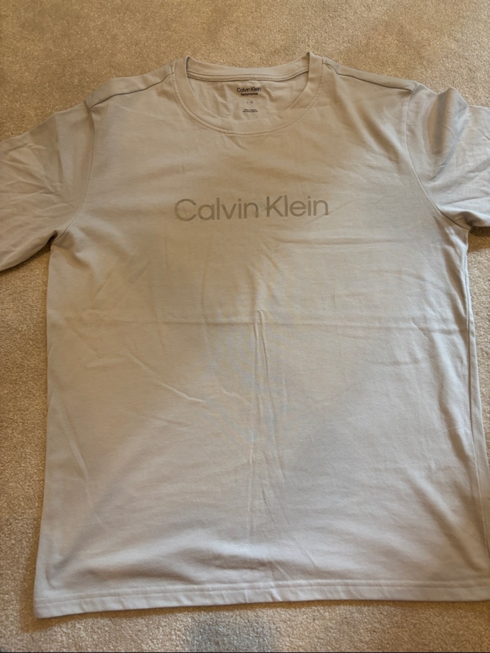 Calvin Klein Men's Short-Sleeve Logo Tee in Light Gray